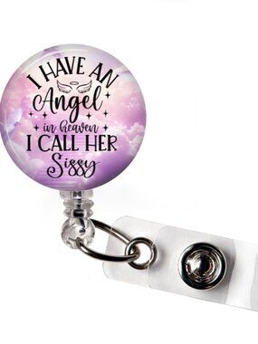 Badge Reel Memorial Angel in Heaven Sissy Retractable ID Holder